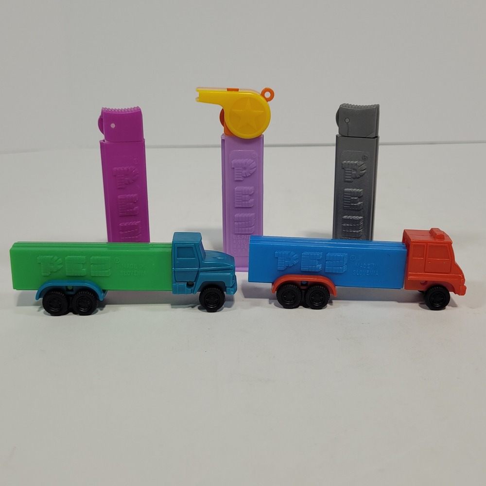Vintage PEZ Dispenser Lot 5pc Semi Truck Rigs Whistle Top & Standard Mixed Color